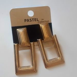 Pastel Collection Gold Textured Dangle Earrings